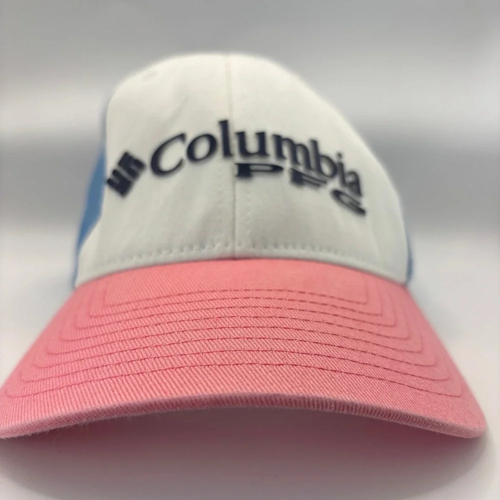 Trucker Hat Columbia Pink Blue White Cotton Elastane PFG Mesh Snapback Logo